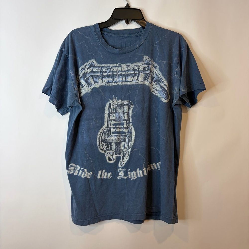 'Ride the Lightning' Blue Metallica Graphic Tee Medium Large
